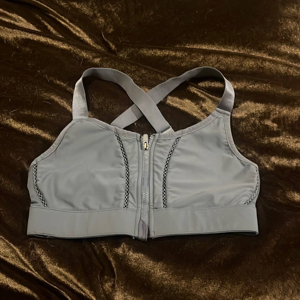 Like new worn once zip up light blue fablectics sports bra